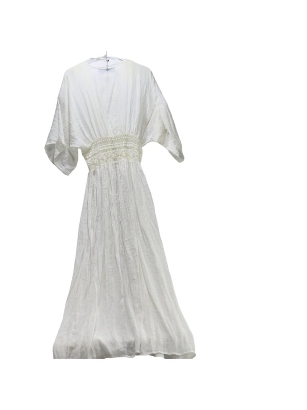 Blue Rain White Crochet Maxi Kimono Cardigan XS Francescas - Picture 8 of 11